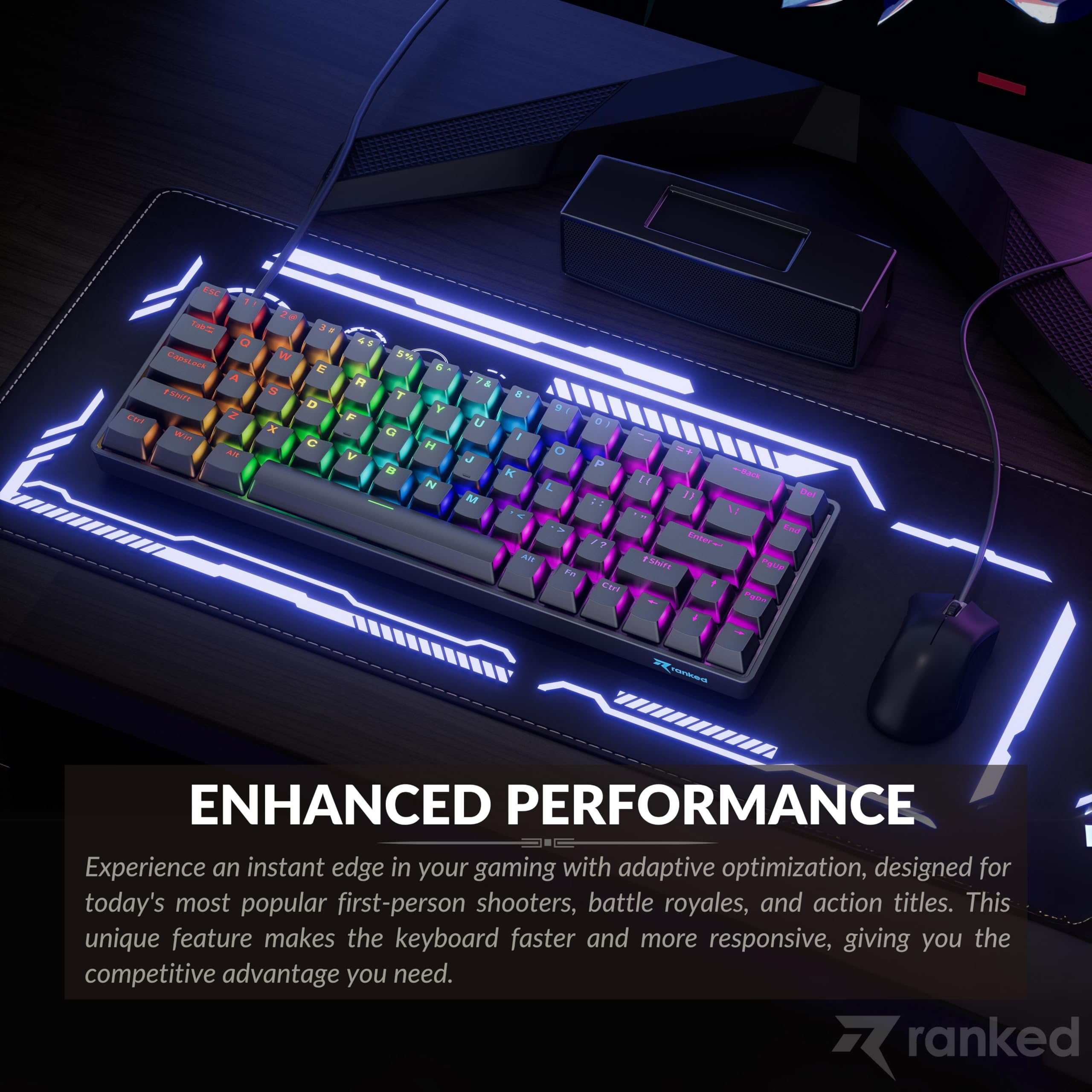 Ranked Master M65 HE 65% | Rapid Trigger Technologie | Clavier Gaming Mécanique Magnétique | 68 Touches RGB LED pour PC/Mac Gamer | Clavier Américain (Noir, Clear Switch)
