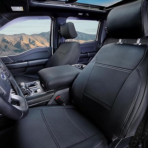 Miniatura 10 de CoverCenter Fundas de asiento para Ford F150 2024 2023 2022 2021 2020 2019 2018 2017 2016 2015, juego completo de fundas de asiento rojas para
