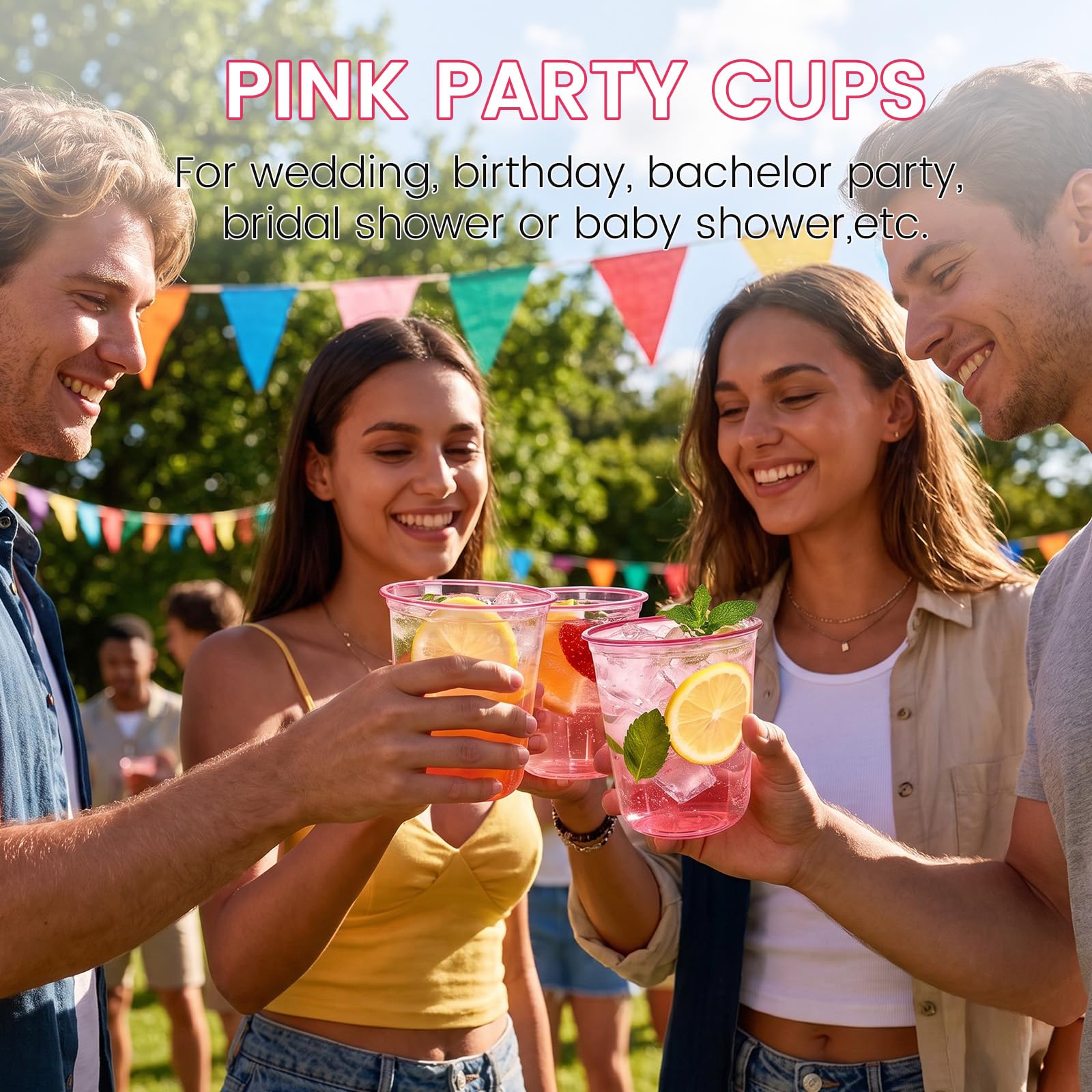 GGOLDMER 50 Pack 12oz Pink Plastic Cups, Disposable Pink Party Cups — Amazon image 6