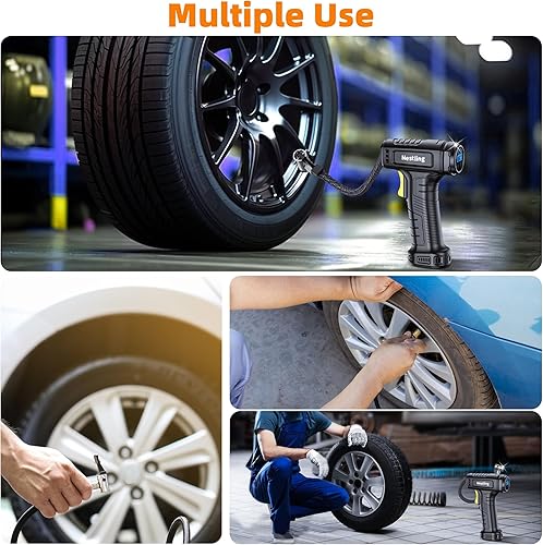 Miniatura 7 de Nestling Inflador de neumáticos, compresor de aire portátil, inflador de neumáticos de coche inalámbrico de 12 V, bomba de aire de mano de 150 PSI