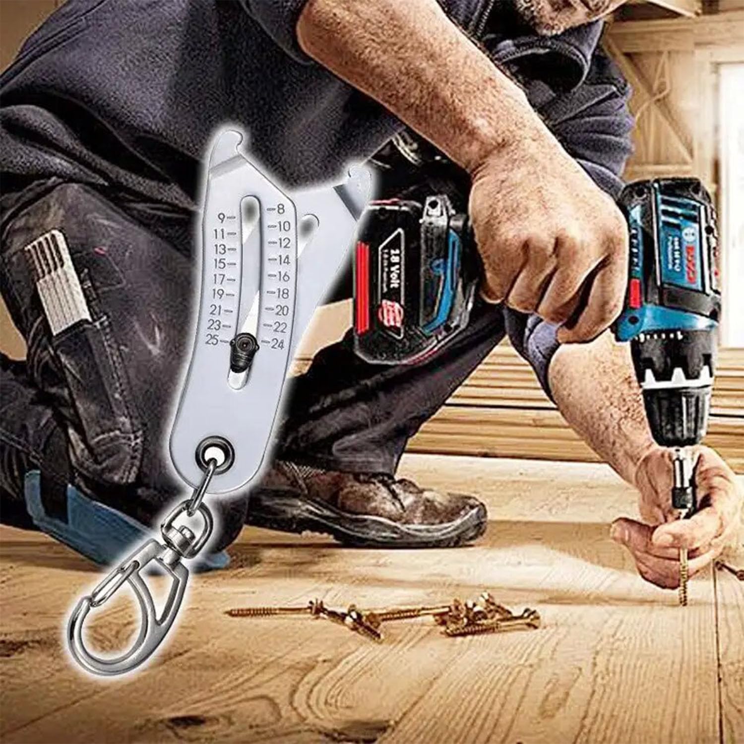 2024 New Bolt Size Finder Keychain,Bolt Size Finder,Nut and Bolt Thread Checker,Precise Bolt Size Finder Keychain,Portable Precise Thread Size Checker Keychain