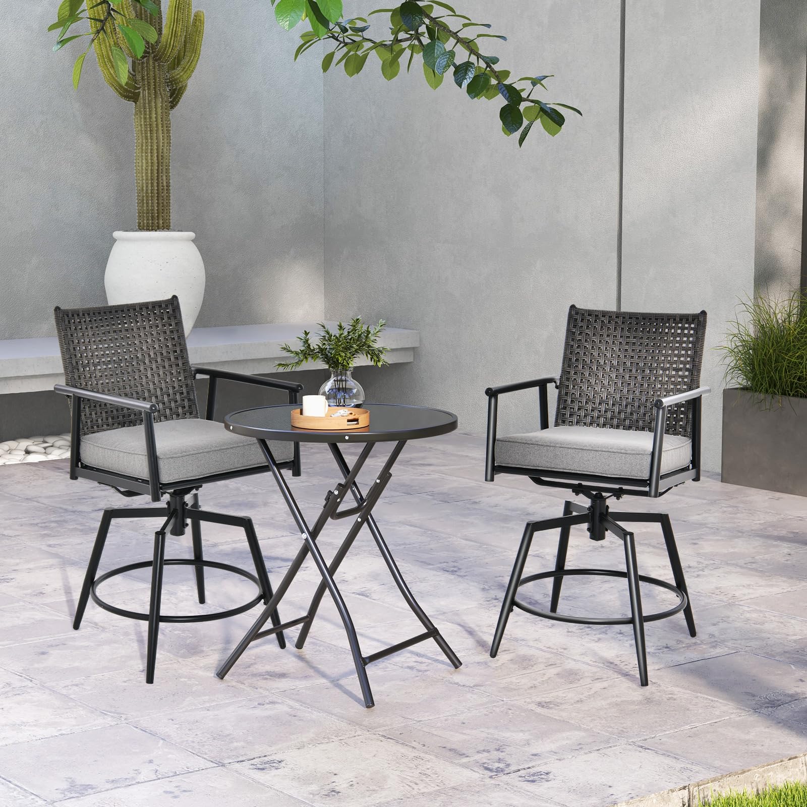 Bistro Set Barrel Patio Chairs Free Shipping! Outsunny 3pc Patio