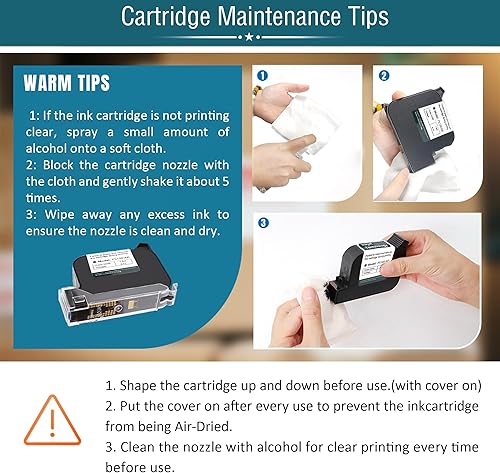 Miniatura 5 de Phezer Original 42ml Cartucho de tinta de solvente negro de secado rápido de repuesto para impresoras mini de mano de inyección de tinta de 0.5