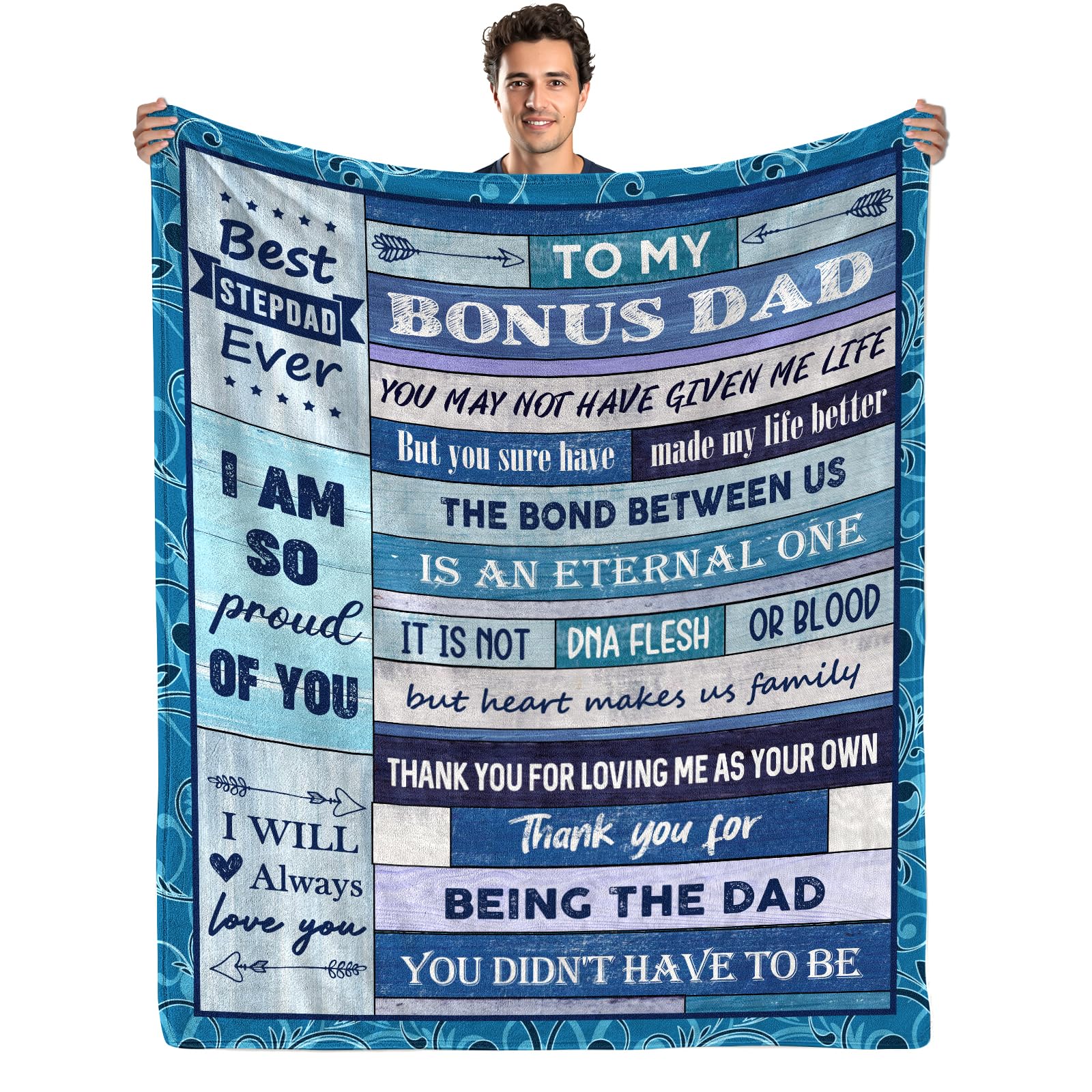 Ajiiusv Bonus Dad Step Dad Gifts From Daughter Fathers Day Blanket Gifts Throw Blankets From Son To Stepdad Birthday Thanksgiving Blankets 50"X60"