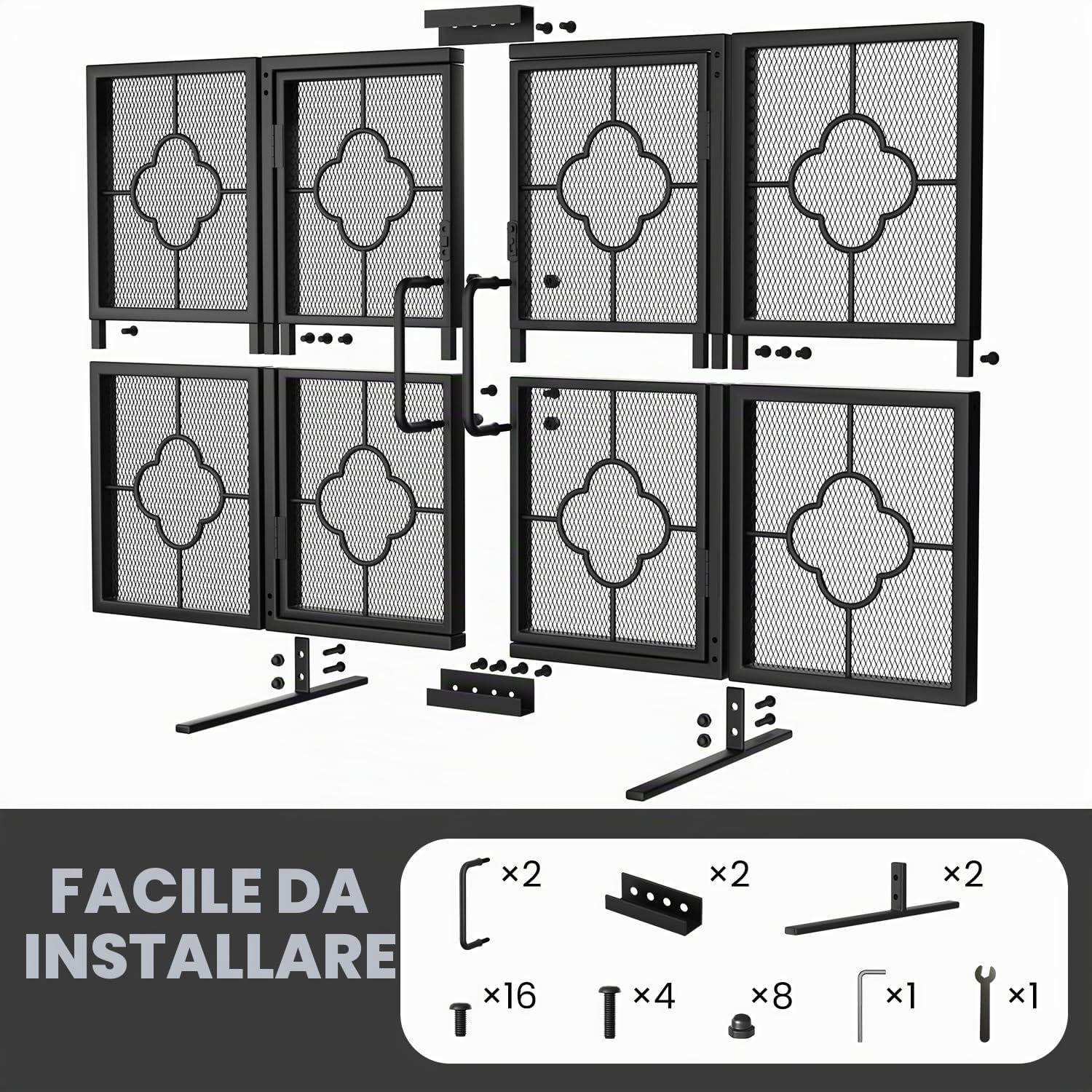 Amagabeli Schermo Camino Interno 3 Pannelli In Ferro Battuto Grande Schermo Esterno In Metallo Decorativo Griglia Recinzione Camino Solido Pannelli Camino in Acciaio