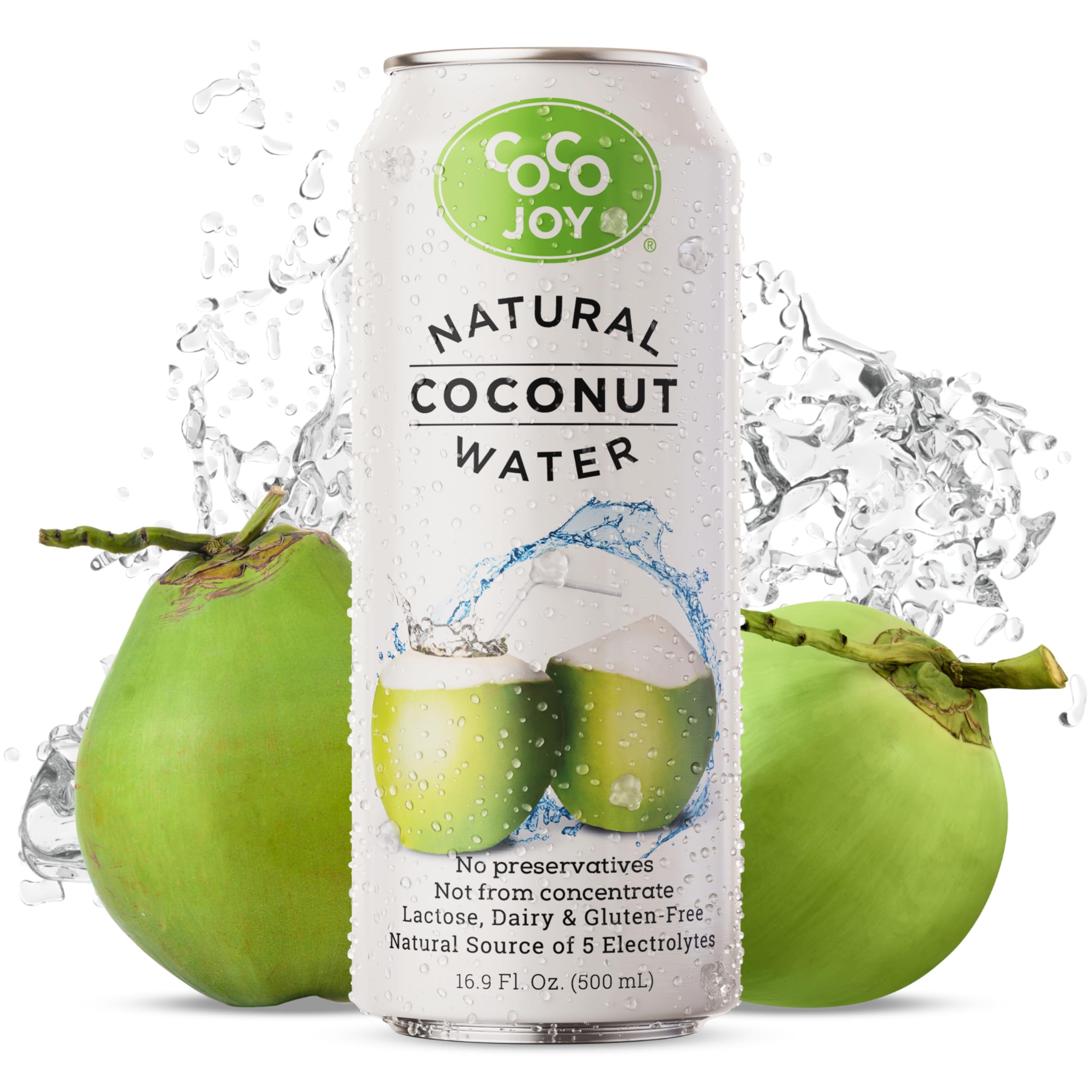CoCo Joy Natural Coconut Water, Low-Calorie, High-Calcium, Nutrient-Rich Drink 12 pack