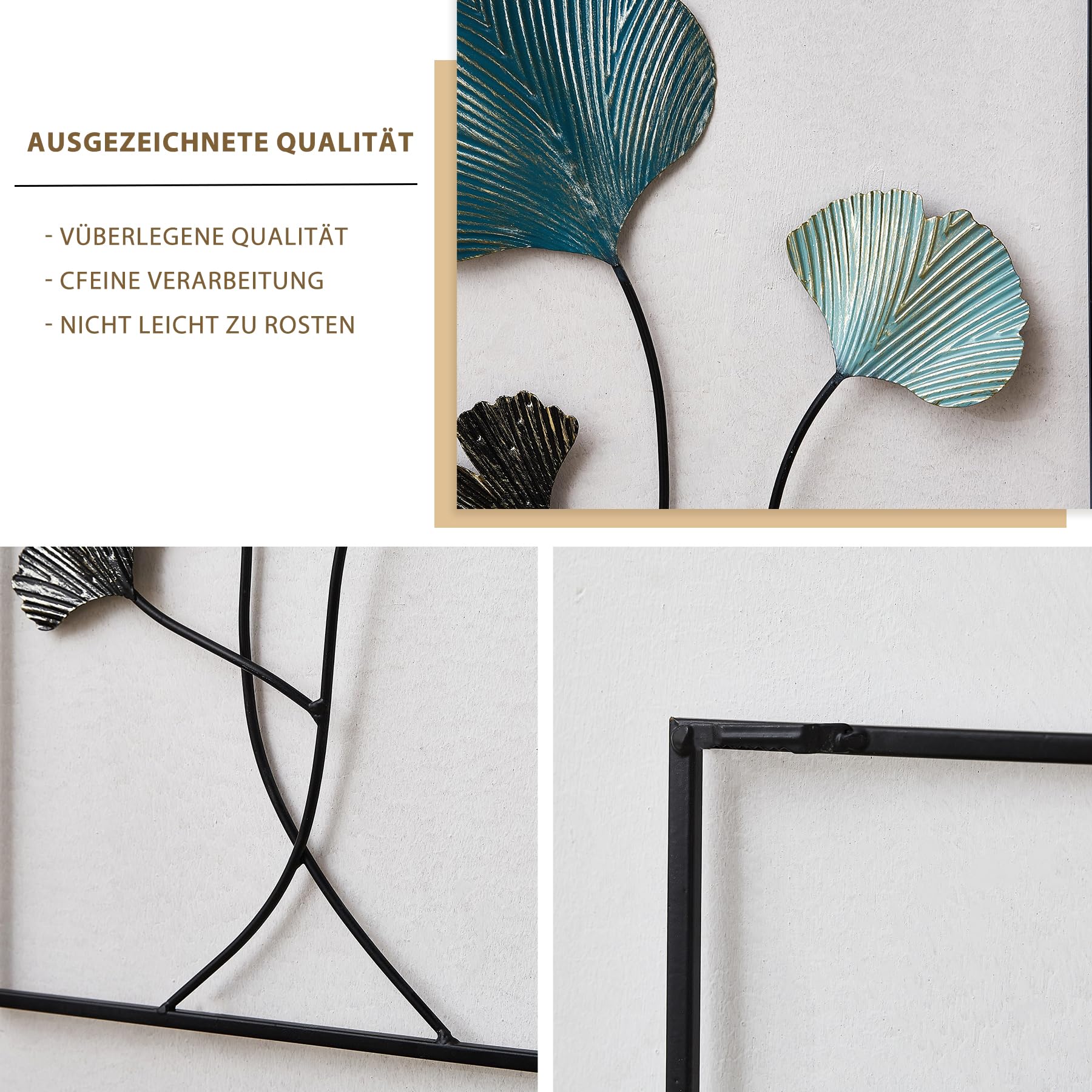 FJSPERM Schwarze Wanddeko Metall Moderne Wandornament Heimdekoration, 3er-Set Metall Wandskulptur, Metallbilder Wanddeko als perfekte Deko Wohnzimmer Schlafzimmer Küche