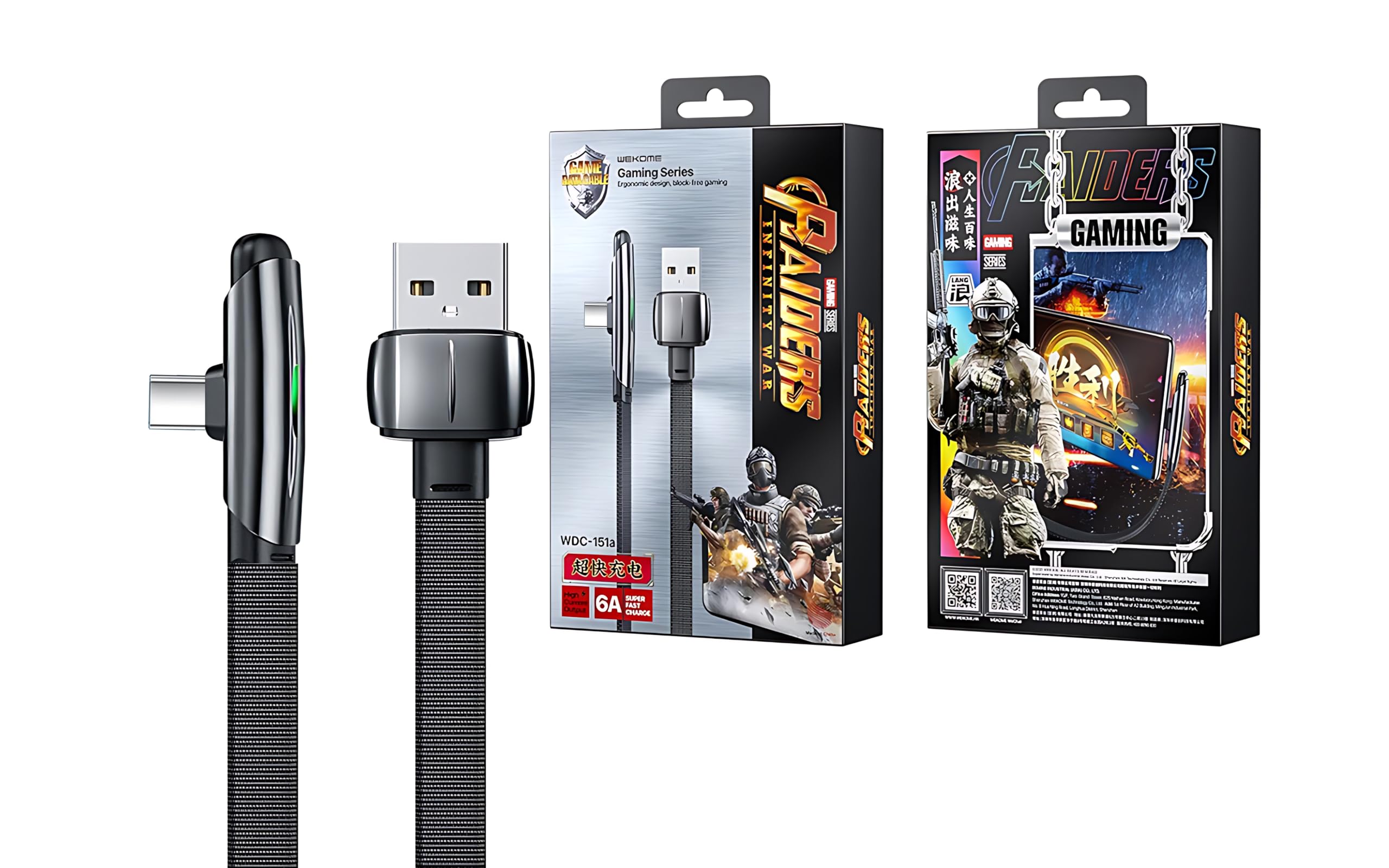 WEKOMEGaming WDC-151 USB to USB-C/type c, 1m, Fast Charging, For iPhone 13 Pro Max, Samsung Galaxy z Fllp3 5G, Xiaomi 12