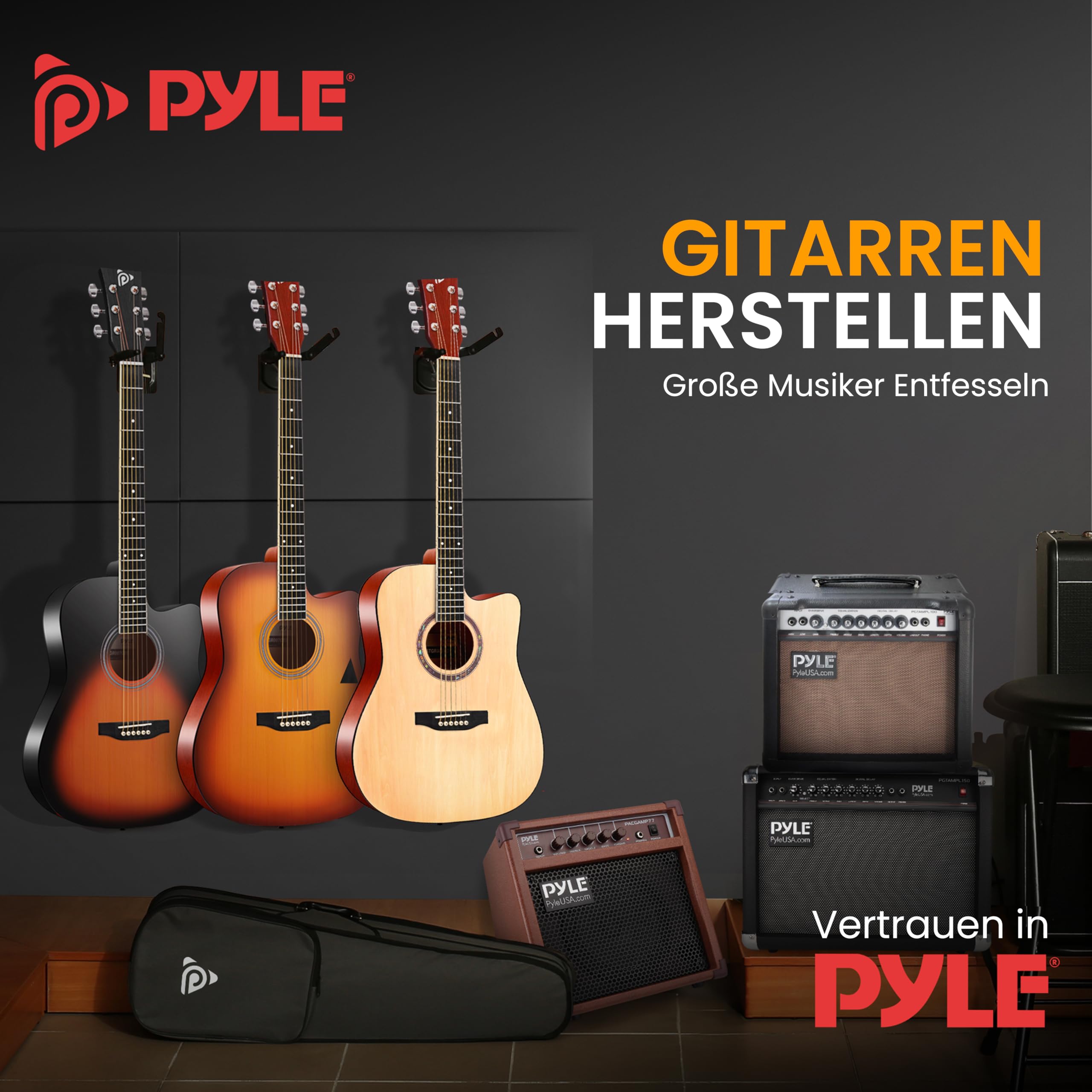 Pyle Cutaway-Akustikgitarre, Rechtshändig, 4/4 Größe, Natur