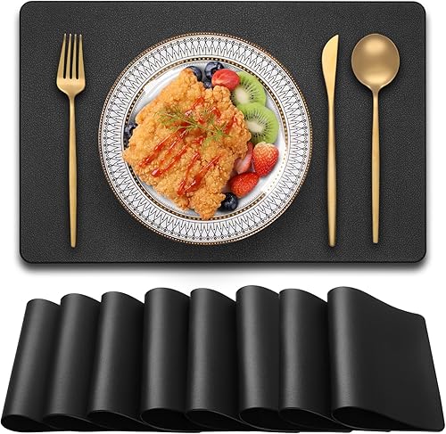 Juego de 8 manteles individuales de PVC resistentes al calor, impermeables, lavables, antideslizantes, fáciles de limpiar, para decoración de mesa