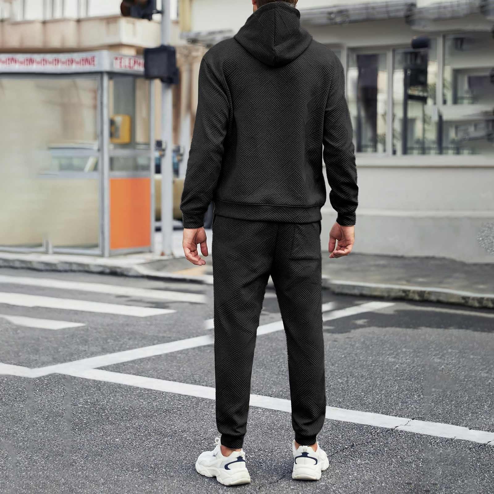 Tuta da uomo in 2 pezzi, tuta da uomo con cappuccio, set da 2 pezzi