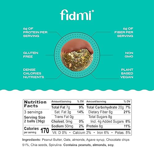 Miniatura 8 de Fidmi Bolas de proteínas  Bola energética para refrigerios  Ingredientes naturales  Apto para dietas cetogénicas (Maca y arándanos) - Paquete de 3