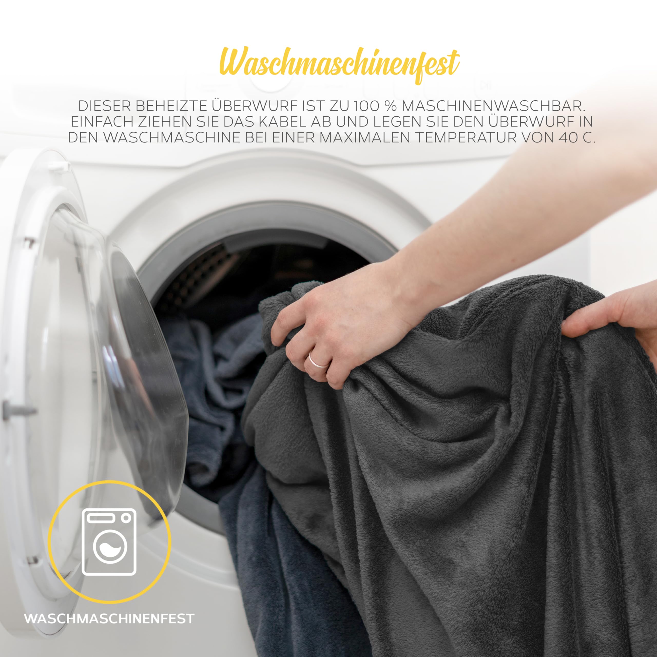 MONHOUSE Beheizter uberwurf - Heizdecke - Digitalregler - Timer Bis Zu 9 Stunden, 9 Warmeeinstellungen, Automatische Abschaltung - Maschinenwaschbar - Einzel 130X160Cm - Grau Shearling
