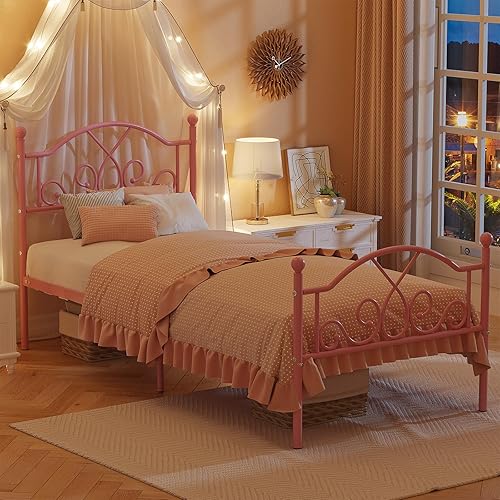 Miniatura 4 de Weehom Base de cama de tamaño matrimonial con cabecera y plataforma de estribo, soporte de listones de acero resistente debajo de la cama, espacio