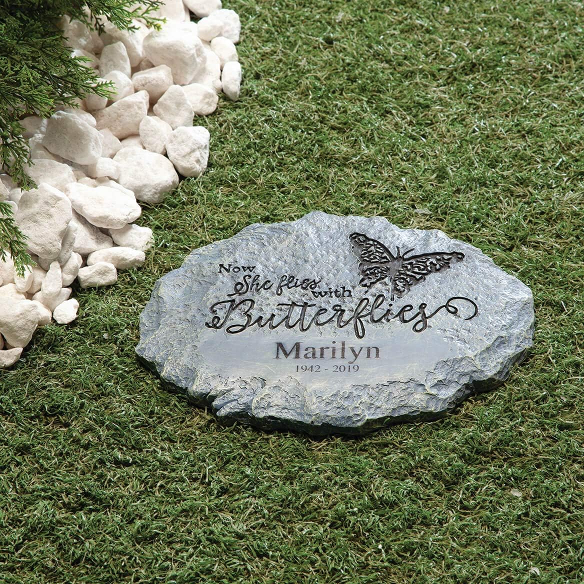 Fox Valley Traders Custom Butterfly Memorial Stone, Customized Remembrance Garden Stone, Gray, 10-Inch