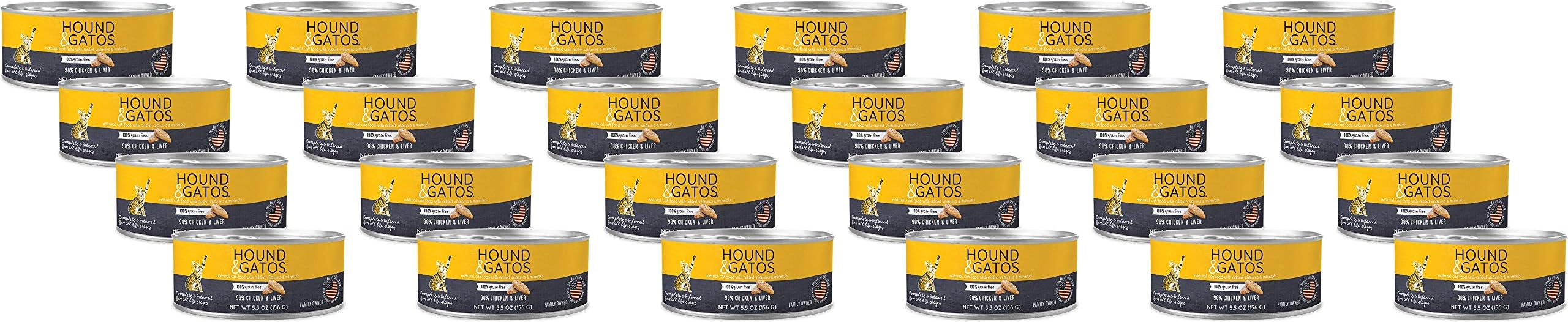 HOUND & GATOS Grain-Free Chicken & Chicken Liver Recipe Canned Cat Food - 5.5 oz (4 can Pack)