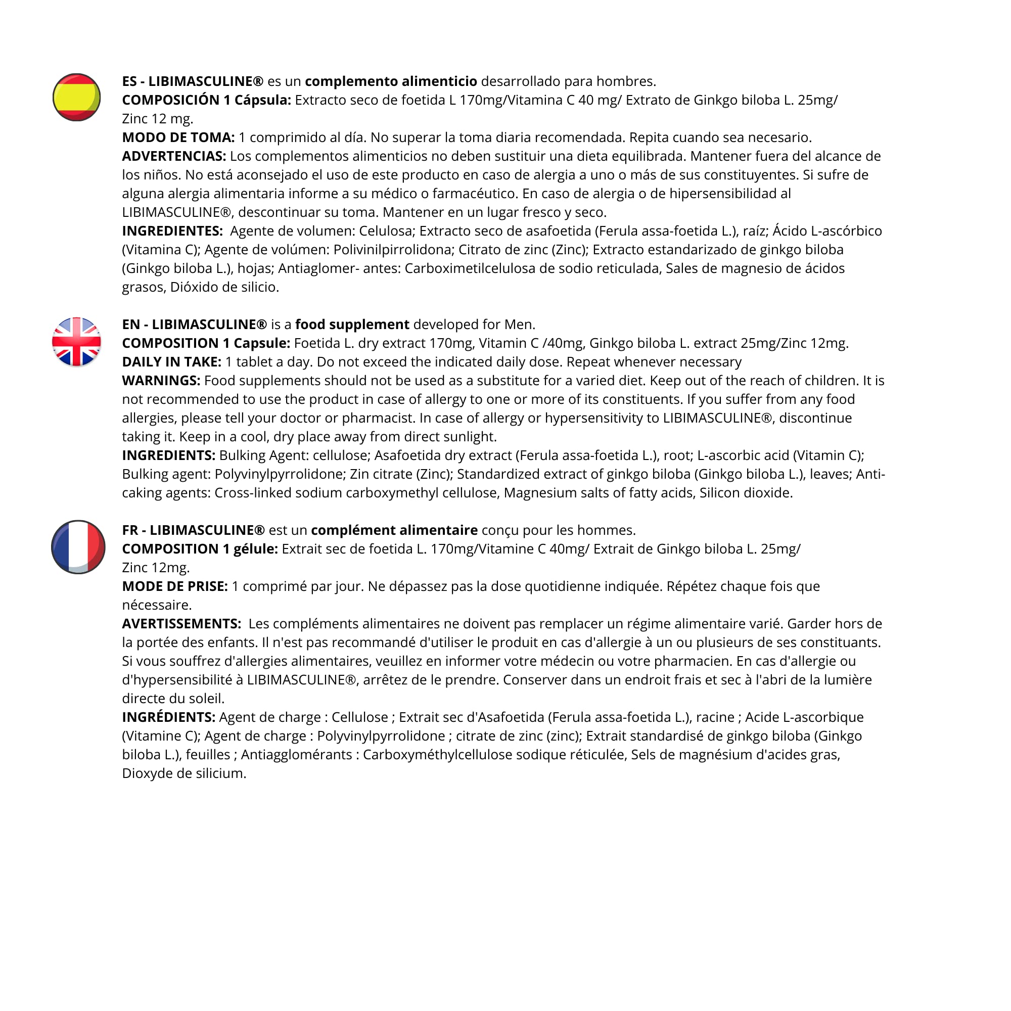 LIBIMASCULINE Potenciador Sexual Hombre - Mejora de la Erección Masculina y Aumento de la Resistencia Sexual - Efectividad Rápida - Placer Total - Sin Riesgo Cardíaco - 30 pastillas