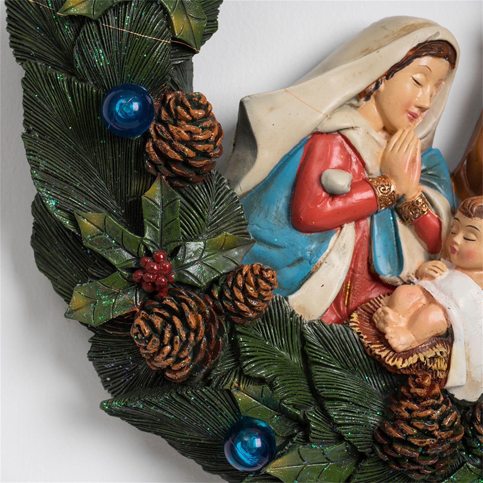 Decoración de corona iluminada de Navidad para interiores y exteriores con construcción de resina inastillable y resistente a la intemperie, características de guirnaldas de luces de Navidad