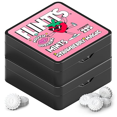 Flintts Mints Strawberry Stash – Sugar Free Mouthwatering Mints for Dry Mouth Relief & Freshness – Vegan Oral Health Support with Sparkle Effect – Pocket Travel Saliva Substitute, Lozenges Alternative, 2 Refill Packs - Strawberry Stash