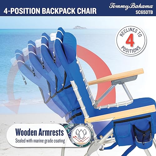 Miniatura 5 de Tommy Bahama Hi-Boy 17" Seat Height 4-Position Lace-Up Suspension Folding Beach Backpack Chair