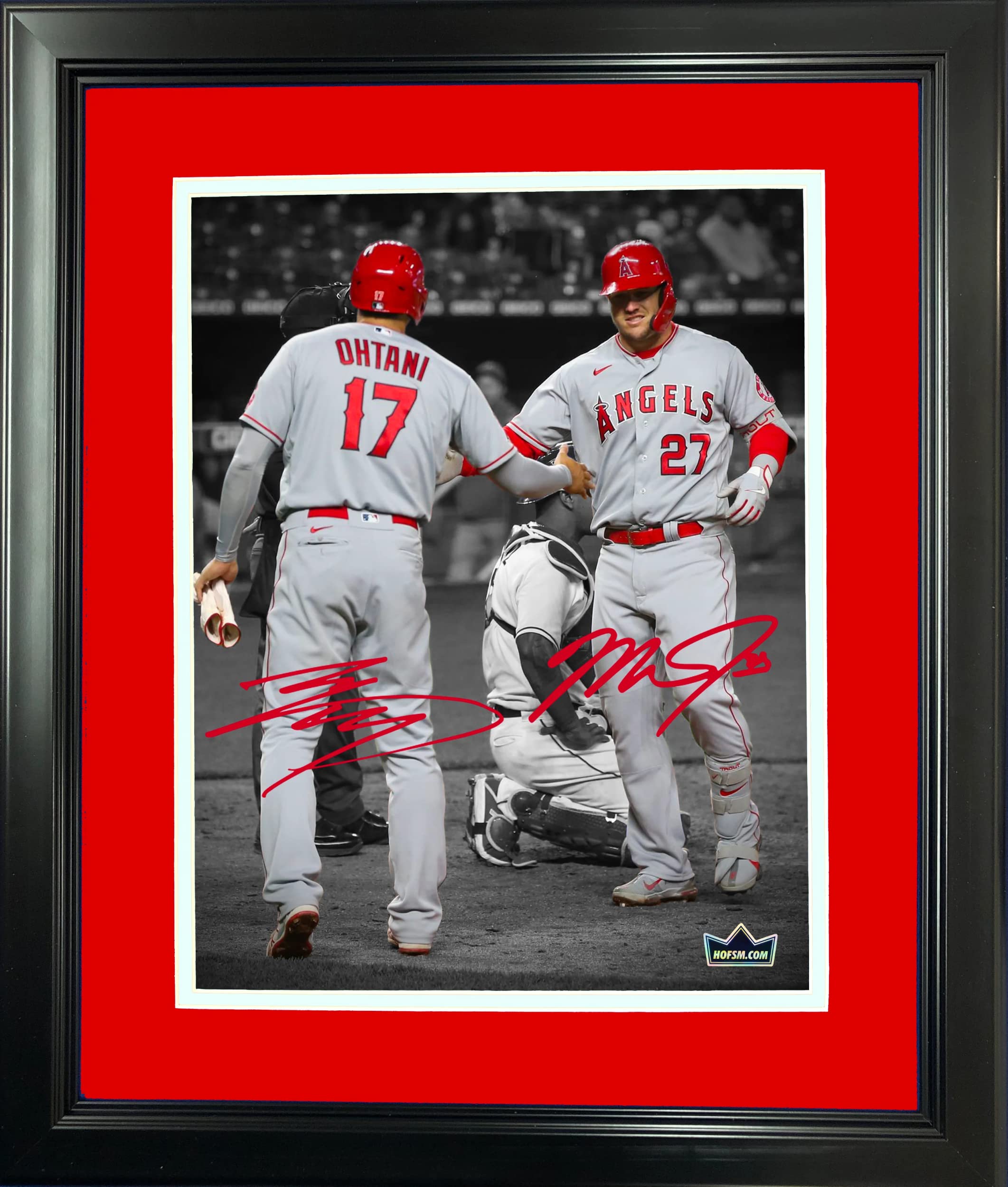 貴重！ロサンゼルスエンジェルスShohei Ohtani 直筆サイン入りフォト！ Framed Shohei Ohtani Mike Trout Dual Los Angeles Angels Facsimile