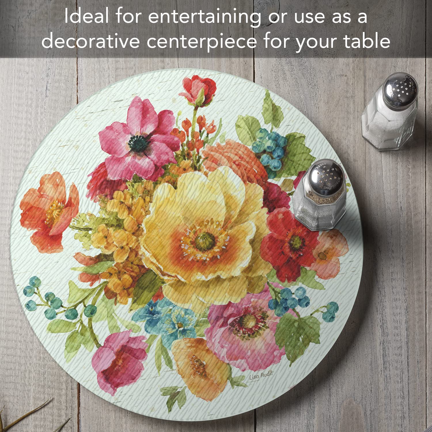 CounterArt Country Fresh 4mm Tempered Glass Lazy Susan Turntable 13