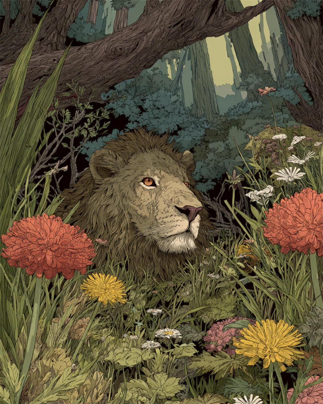 RKFLGEW DIY Bead Embroidery Kit Cartoon Lion 40x50cm