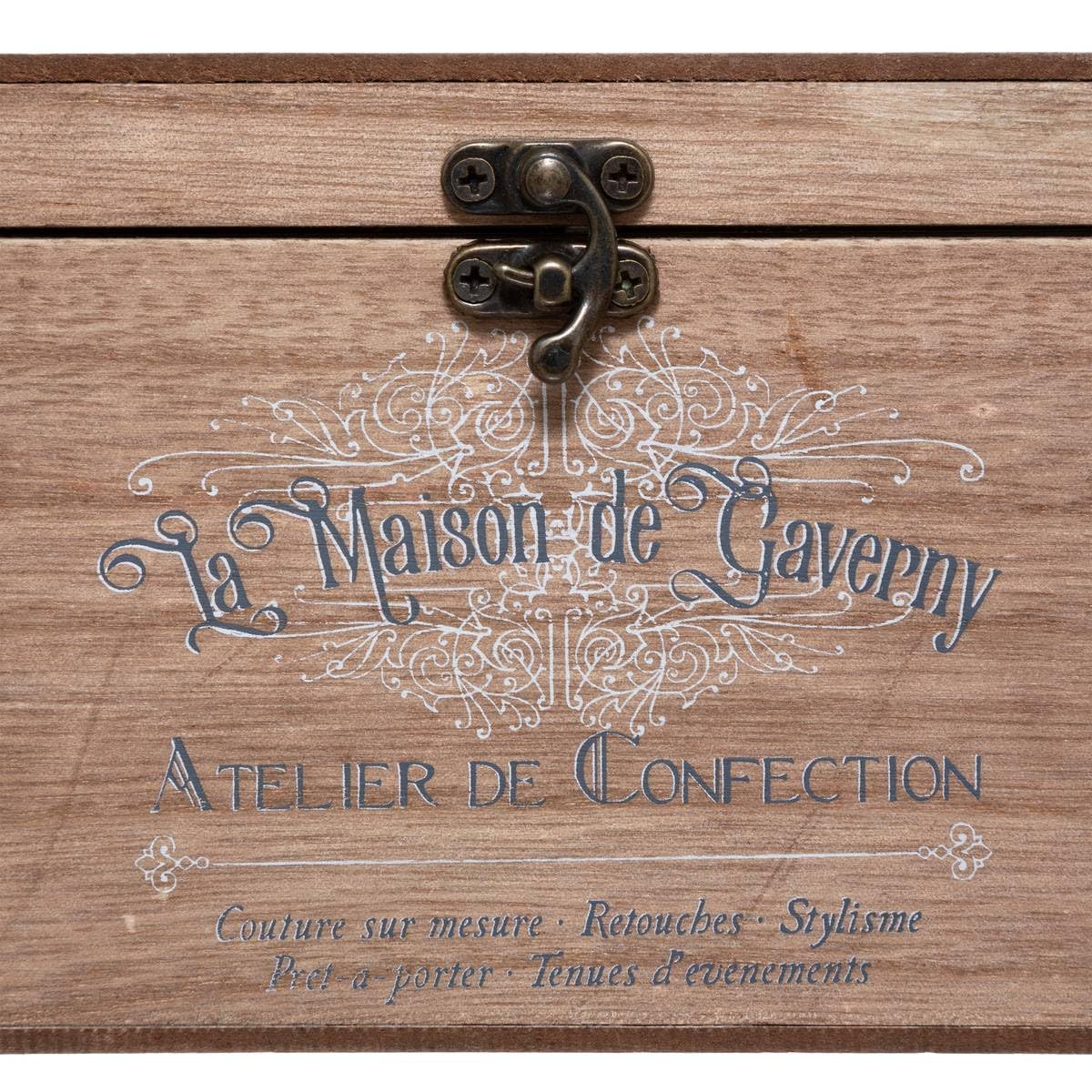 ATMOSPHERA CREATEUR D'INTERIEUR - Scatola da Cucito in Legno Winter 30x10cm