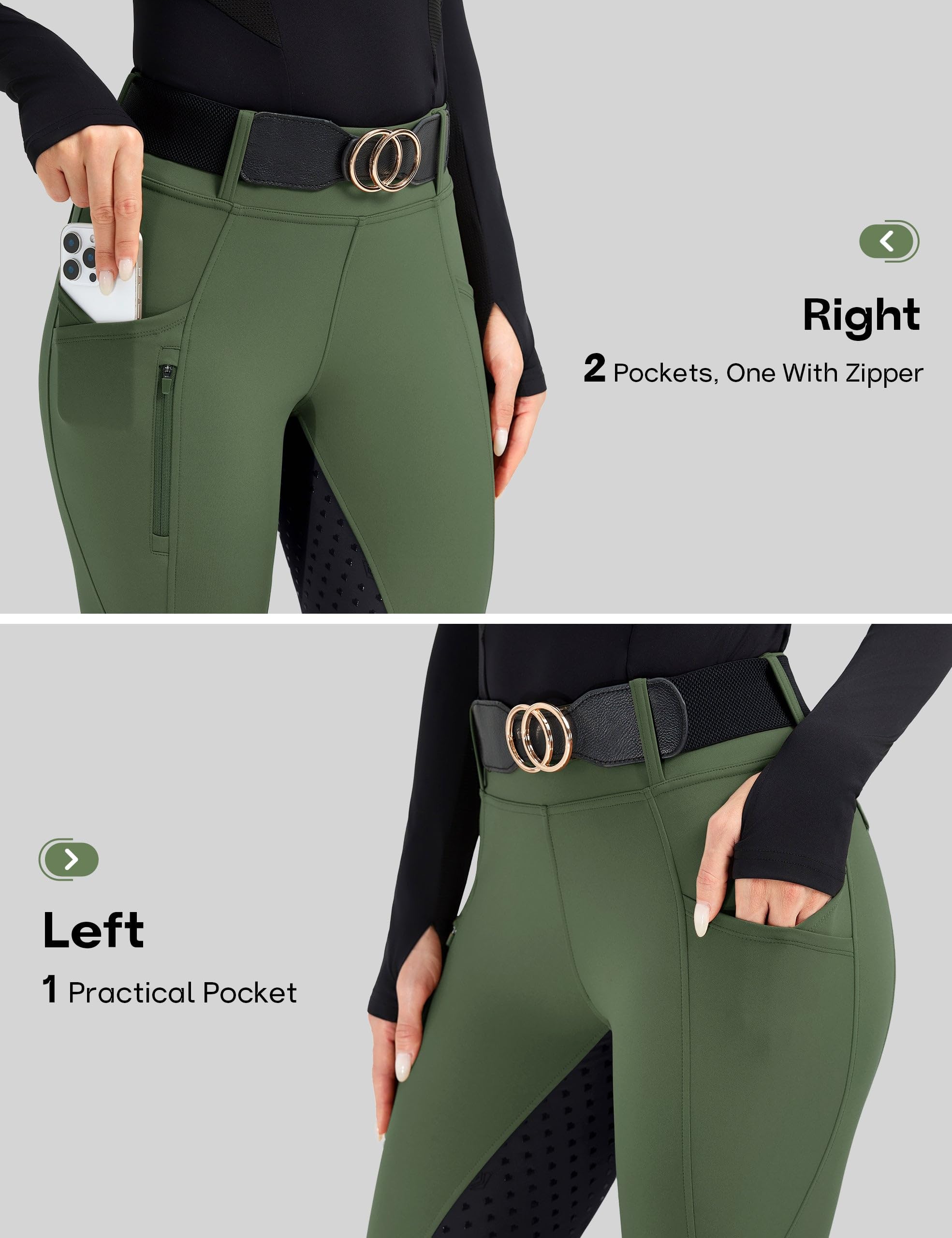 FitsT4 Sports Pantaloni da equitazione da donna, a vita alta, con tasche