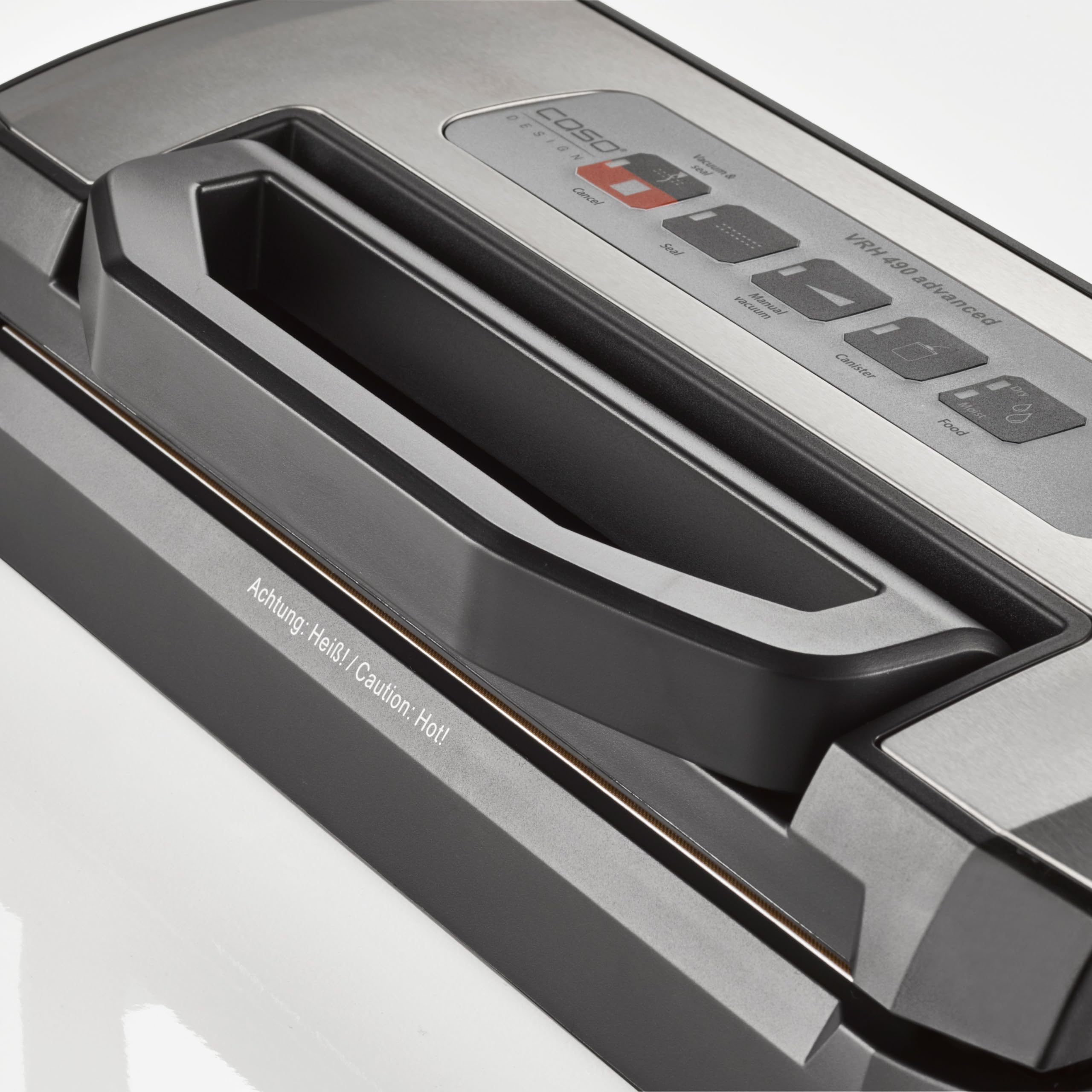 CASO VRH 490 advanced - machine sous vide alimentaire - Jusqu'à 100 cycles sans interruption possibles - Avec poignée de fermeture pratique - acier inoxydable