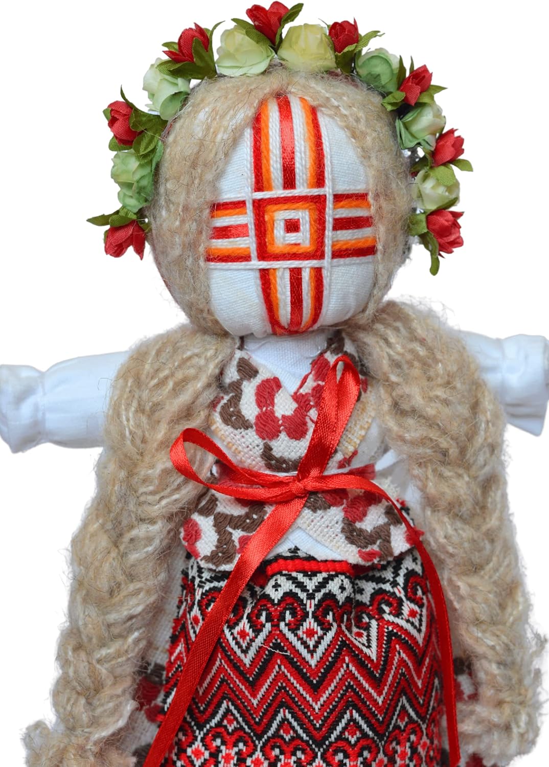 14'' Authentic Ukrainian Motanka Doll on Wooden Base || Collectible Doll || Slavic Design Traditional Ukrainian Doll || Handmade Traditional Folk Art || Made in Ukraine (White-Red)