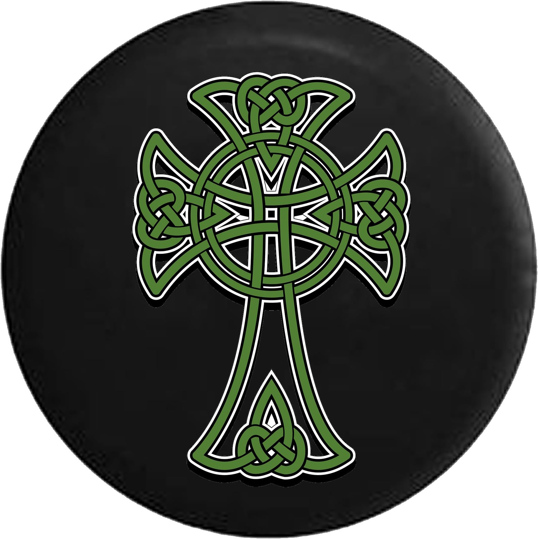 Celtic Cross Eternal Knot Green Gold Irish Scottish Spare Tire Cover fits SUV Camper RV Accessories 31 in