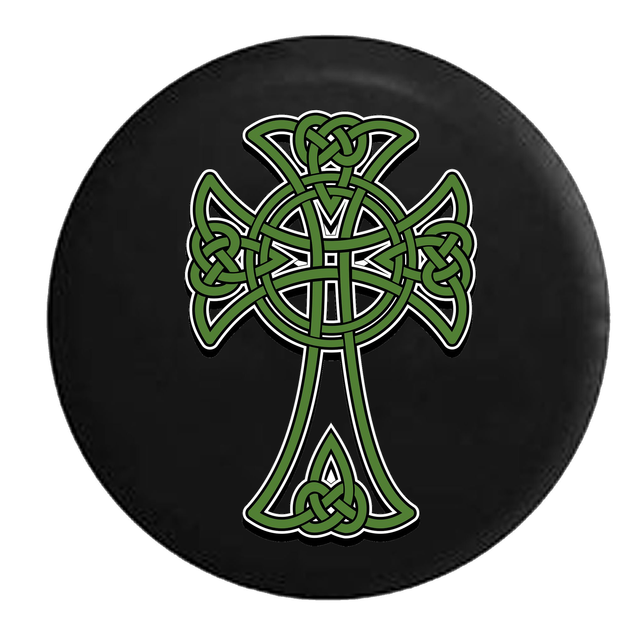 Celtic Cross Eternal Knot Green Gold Irish Scottish Spare Tire Cover fits SUV Camper RV Accessories 31 in