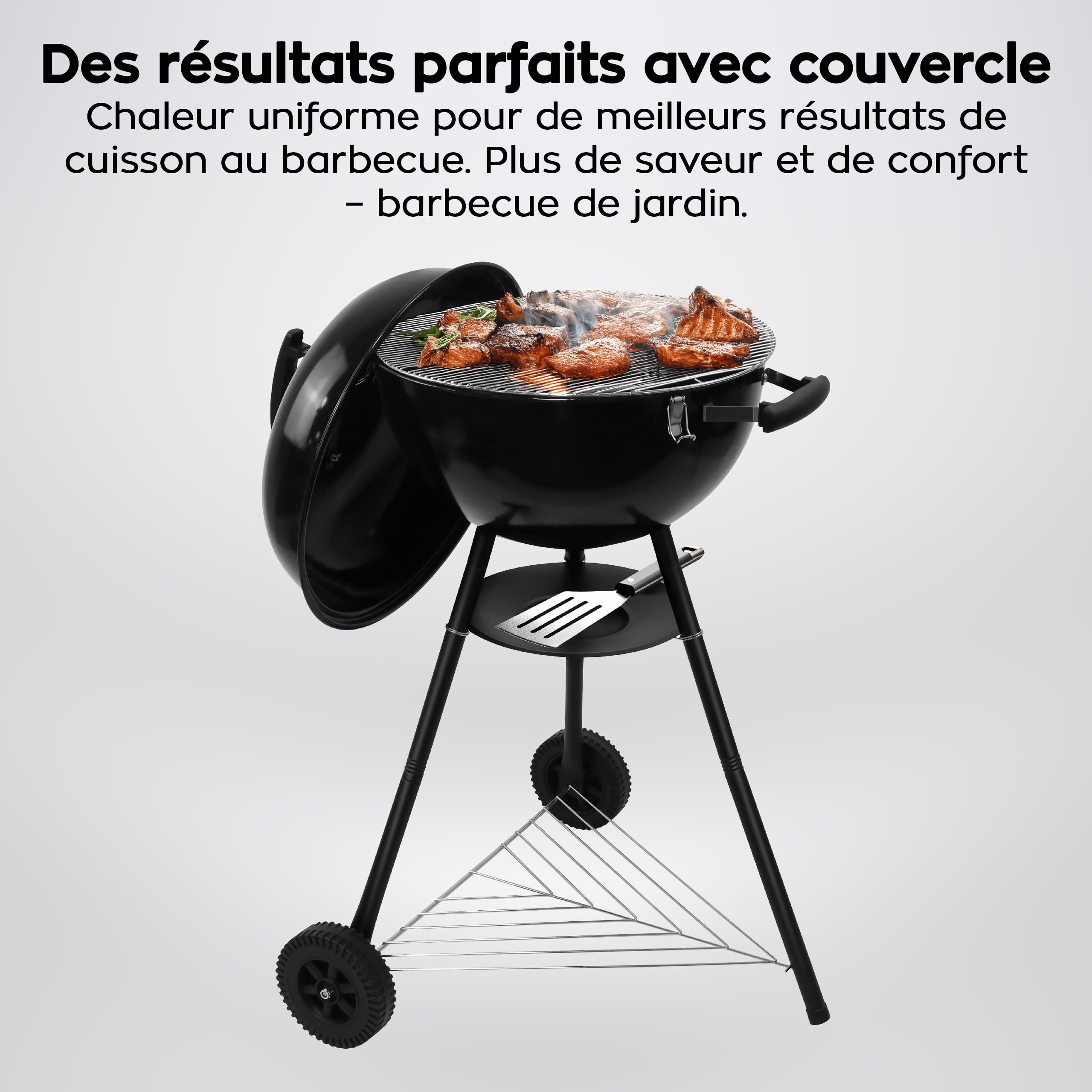 GREGMAN Roast 60 Barbecue Électrique & Charbon 5 kW | Gril Hybride Extérieur avec Couvercle | Thermostat | Ventilation | Moins de Fumée | Facile à Nettoyer | Terrasse Jardin Balcon