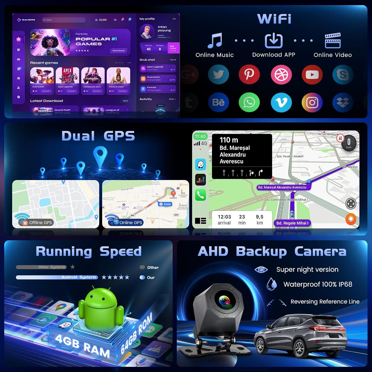 4G 128G Car Radio for Toyota Prius 2010-2015, 9'' Incell Full Touchscreen Stereo Android 15 Wireless CarPlay Android Auto Bluetooth 5G WiFi EQ FM RDS GPS WiFi SWC AHD Backup Camera