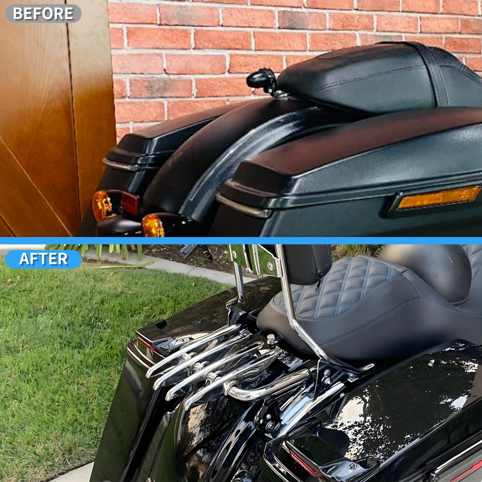 Abnehmbarer Motorrad-Gep채cktr채ger f체r Harley Touring | Kompatibel mit Street Glide, Road King, Electra Glide | Stealth-Design Hochleistungs-Stahlgep채cktr채ger (Schwarz)