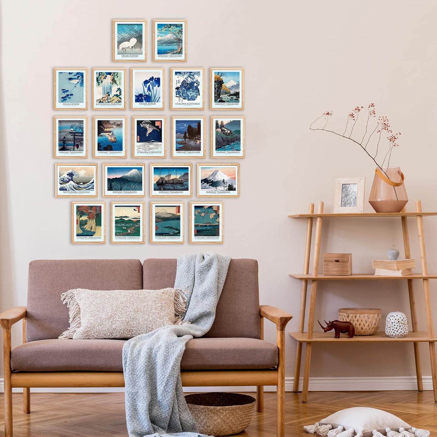20 PCS Japanese Wall Art - Asian Art Prints, Japanese Room Decor/Contemporary Japanese Prints, Hokusai Paintings, Waves Poster, Unframed Japan Home Office Decor/Japan Tsunami Pictures (12x16)