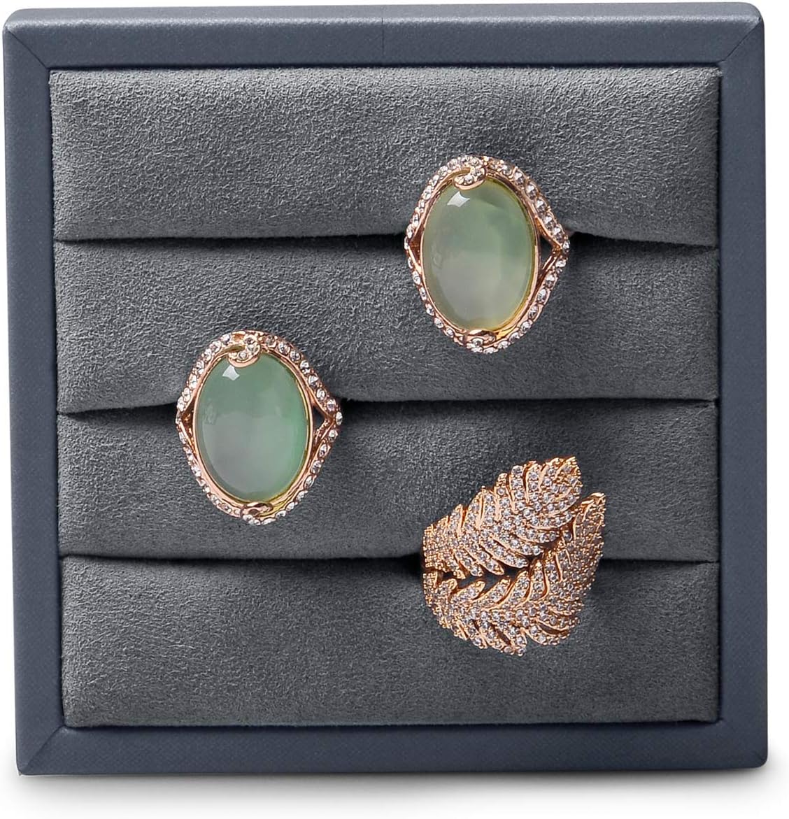 Woodten Premium PU Leather Jewelry Ring Display Showcase