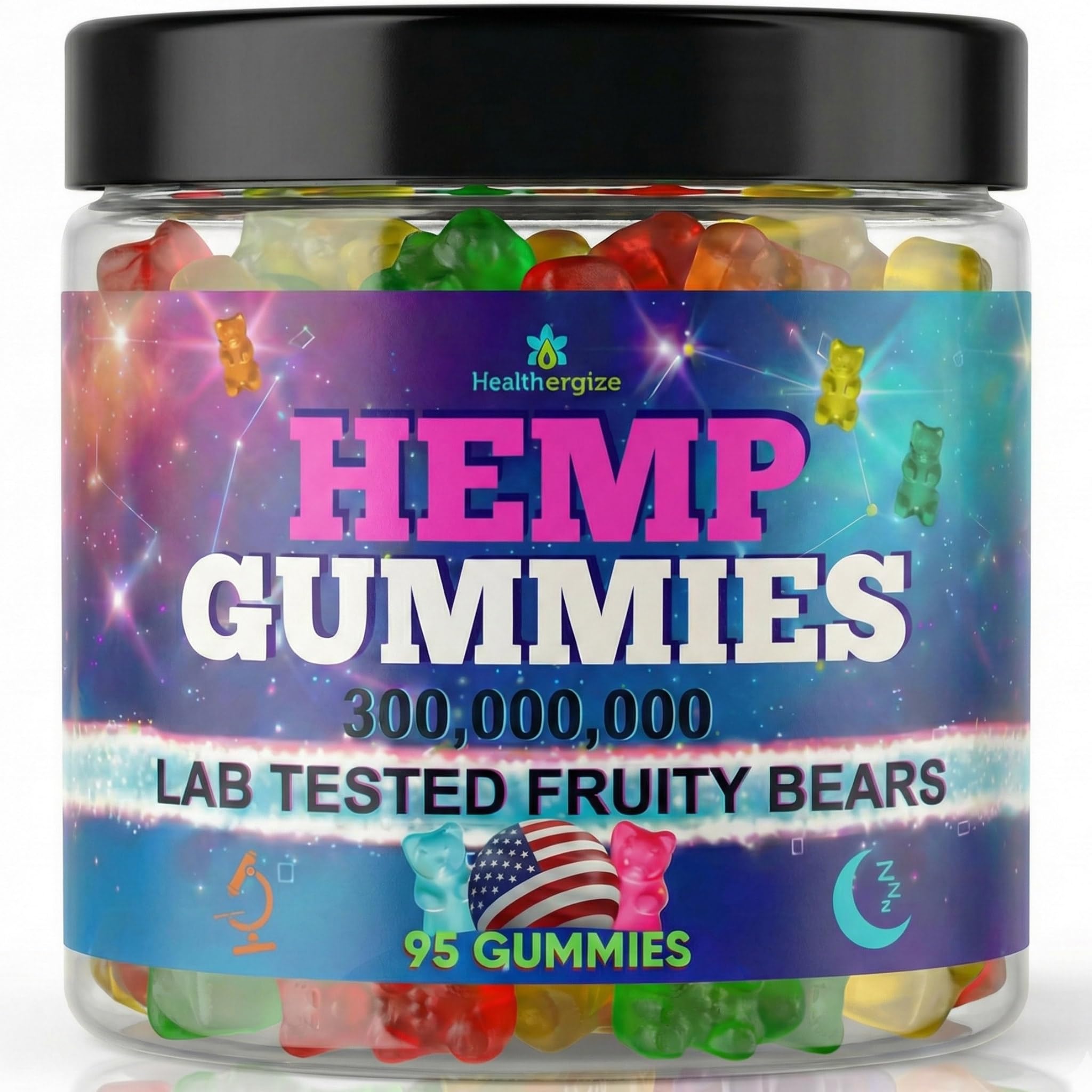 Hemp Gummies for Sleep and Relaxing Calm-Fruit Favor Gummy Bear Edibles-Made in USA-Lab Tested 95 Gummies