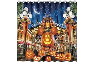 Delightful Halloween Disney Castle Shower Curtain