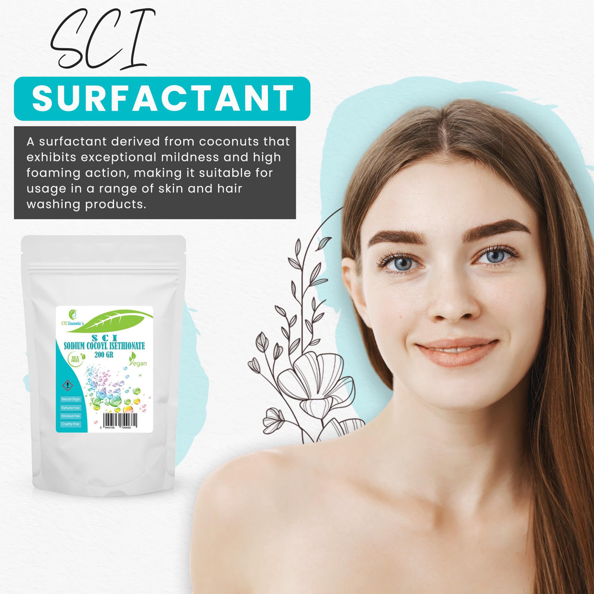 Sodium cocoyl isethionate SCI - 200 Gr - Used in Various Bath preparations, Suitable for Sensitive Skin (200 Gr) - Image 3