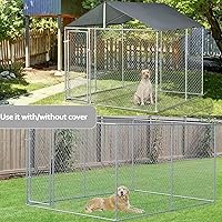 Vista 3 de Perrera grande para perros al aire libre, corralito galvanizado resistente al aire libre, cerca de la perrera para cachorros, jaula de ejercicio