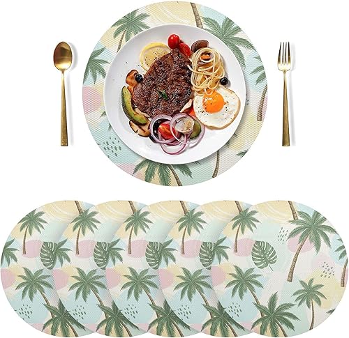 Miniatura 3 de Painted Palm Trees Tropical Leaves Placemat, Non Slip Heat Resistant Dinner Mat for Kitchen one sizex1
