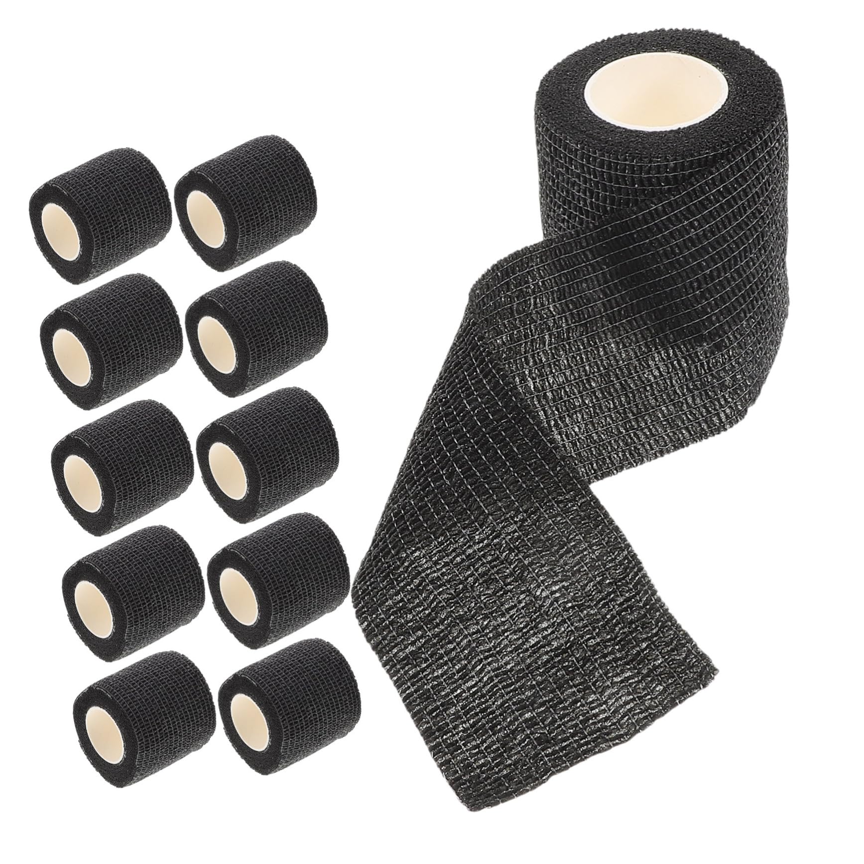 GOOHOCHY 12 Rolls Self Bandages Athletic Tape Sports Tape Pressure Self Wrap Sticky Wrap Foot Wraps for Wounds Calf Stretch Non-Woven Fabric Black