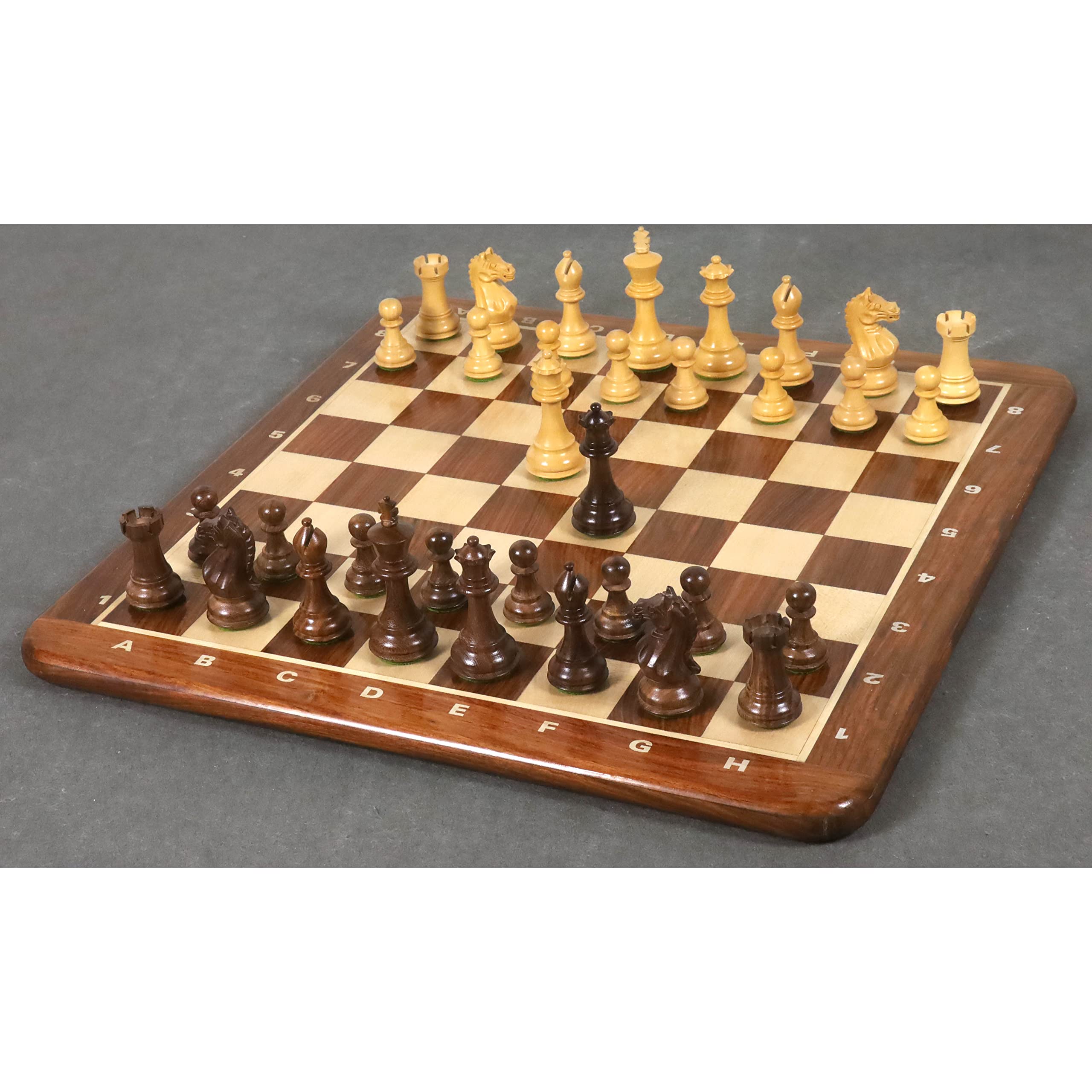Royal Chess Mall - Gambit Staunton 3.75" Chess Set - Weighted Golden Rosewood, Brown - Image 4