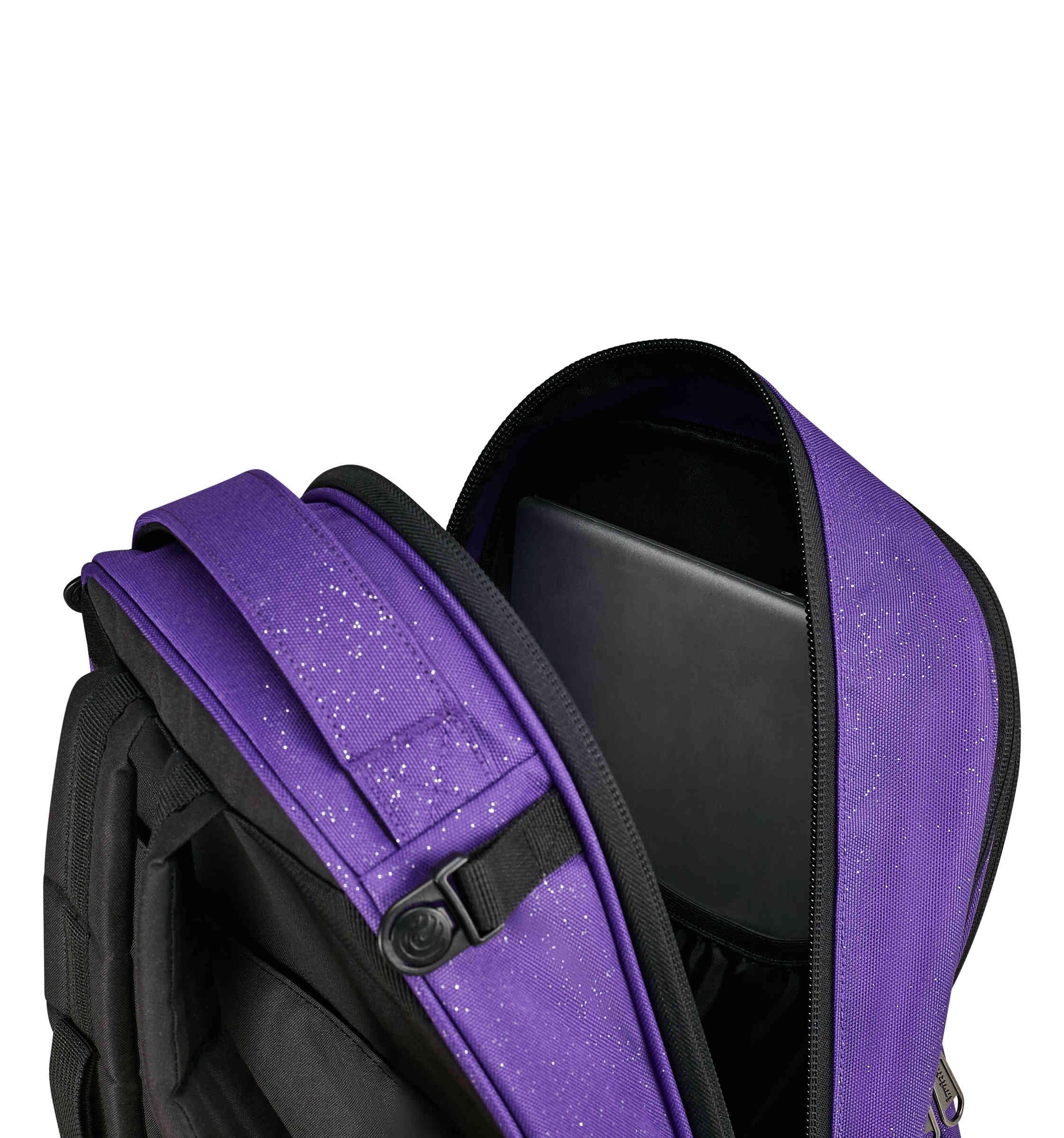 Invicta Trolley Scuola Plug Shine, Viola, 34 L, Effetto brillantini, Doppio Scomparto, Cross-over System, Tasca attrezzata, Scomparto porta pc, Tasca portaborraccia, Scuola media e superiore, Ragazza