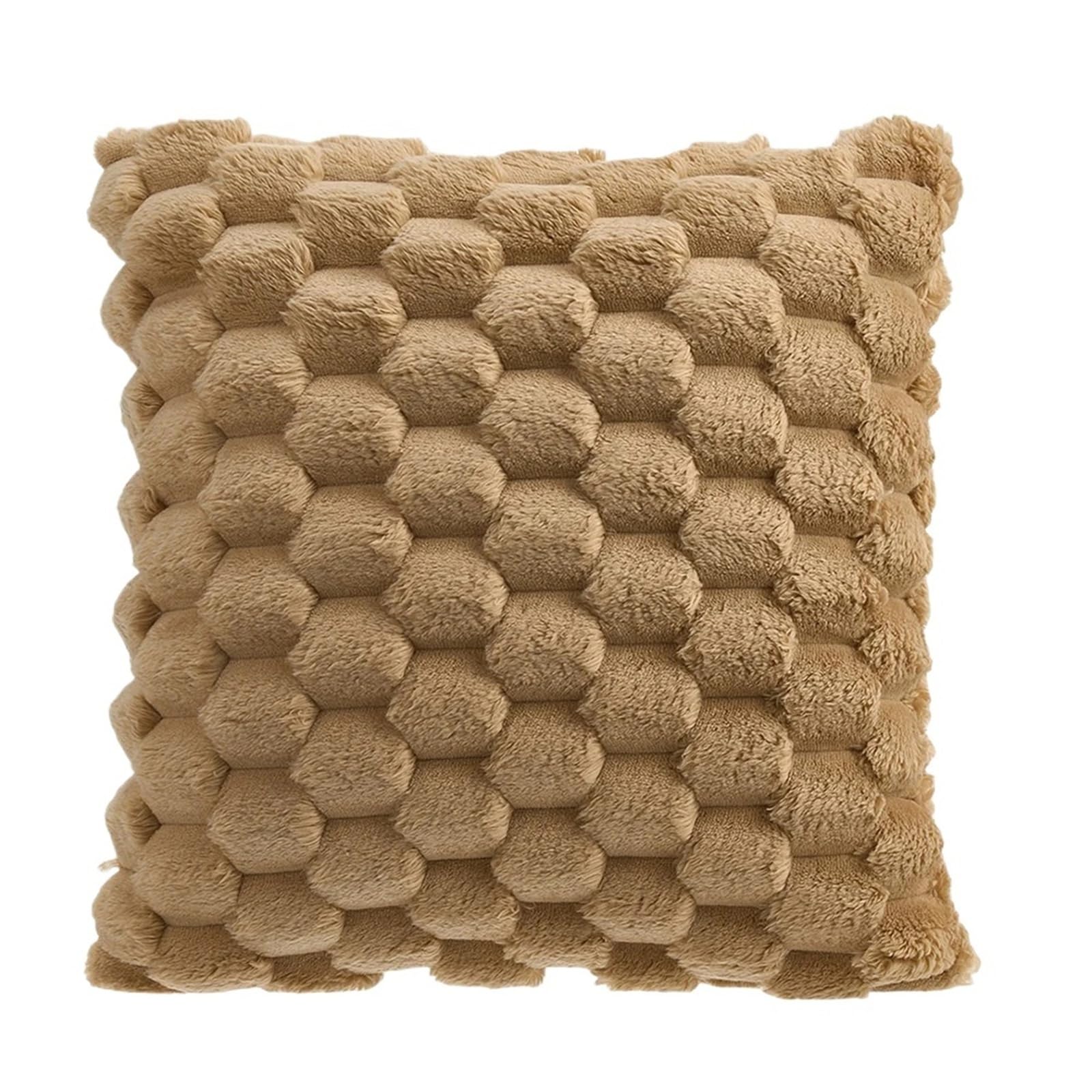 Pillow Cases 2Pcs Cozy Soft Plush Throw Pillow Cushion Covers(Khaki)