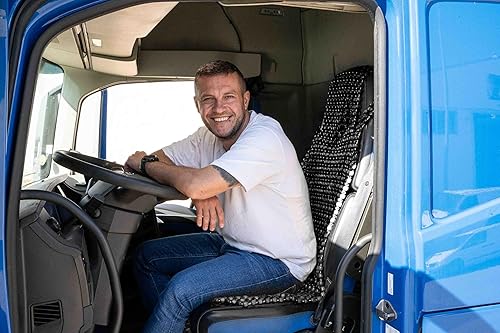 Miniatura 3 de ZONETECH Funda de asiento con cuentas para refrigeración, cojín de masaje, asiento de automóvil, cuentas de madera natural para semircamión,