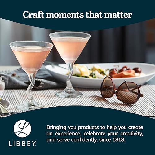 Vista 48 de Libbey Entertaining Essentials - Juego de 6 vasos de Martini aptos para lavavajillas, vasos de Martini de tallo alto para fiestas y más 8 oz - Juego