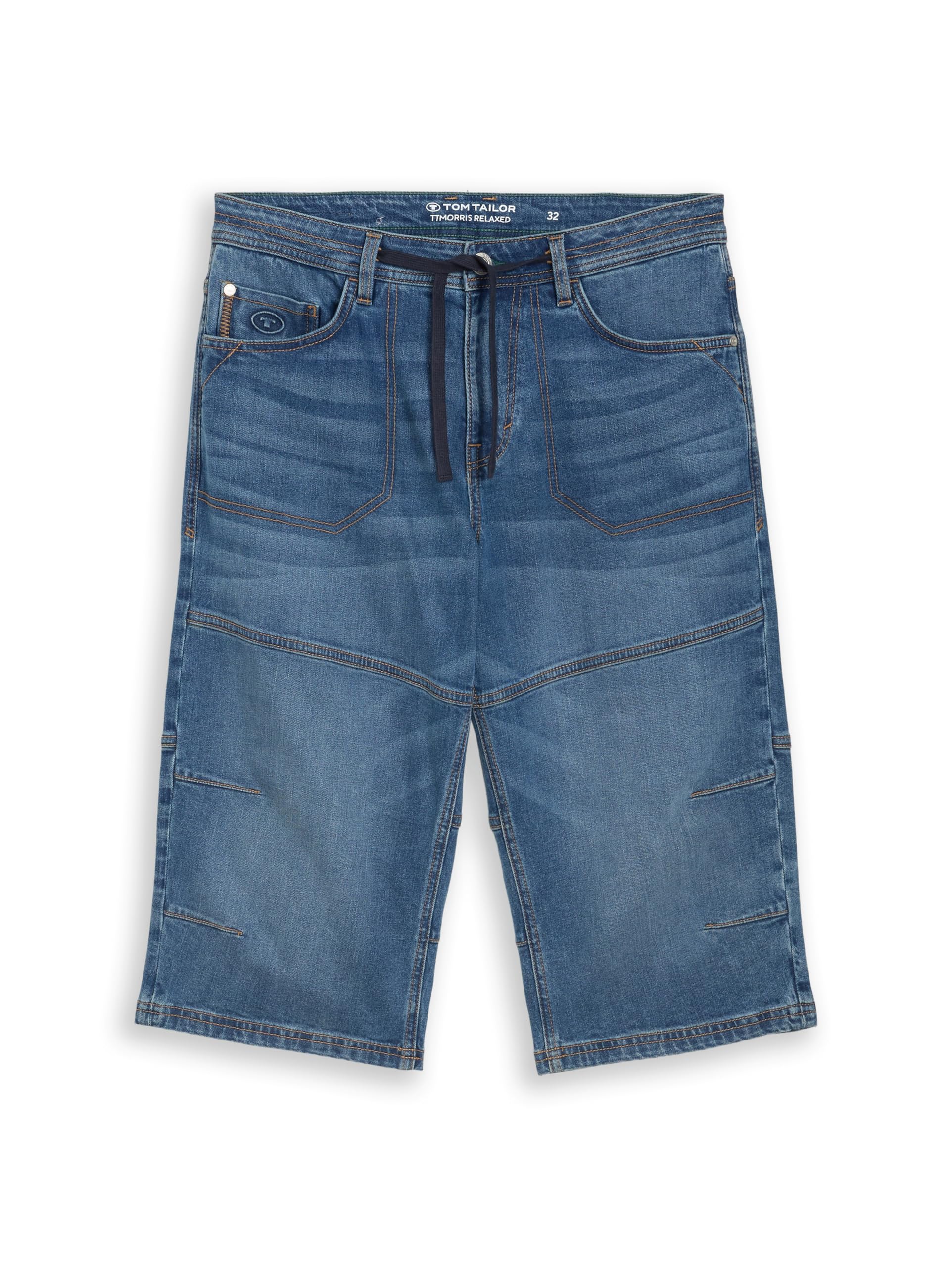 TOM TAILOR Herren TTMORRIS Relaxed Overknee Jeans Shorts mit Stretch 1050039